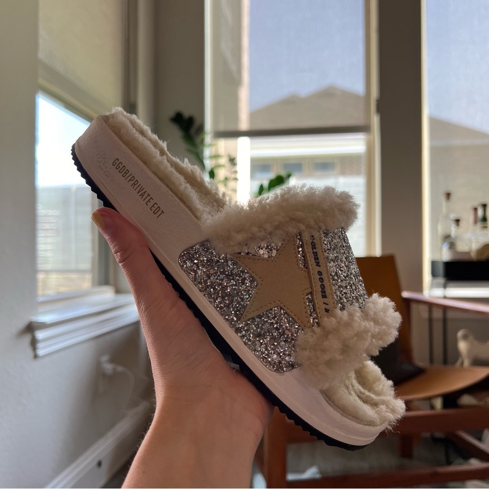 Golden goose Poolstar Genuine Shearling & Glitter Slide Sandal - Picture 9 of 12